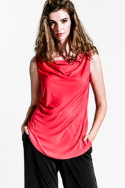 luxury wear for ladies. best tank top for summer. fashionable top for ladies of all ages and shapes. Red Shade Soft Jersey Sleeve-less Designer Comfy Tank Top.
