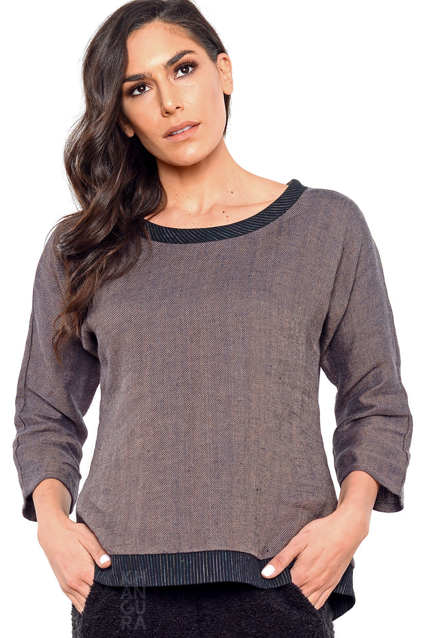 Khangura Assisi High-End Washed Linen Sophisticated Elegant Top. Unique top by Shop Khangura Fall 2020 Clothing Collections for Womens USA Made. High-Quality Preshrunk Fashion Top