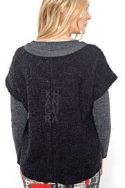 Bouclé Crop Sweater Top - nero