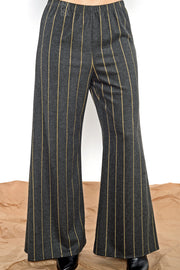 Khangura Long Striped Pants.  Long Flaired Palazzo Pants made in the USA. Long Stretch Pants. Full length Bell bottom Pants.