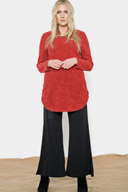 Bouclé Sweater Tunic - rouge