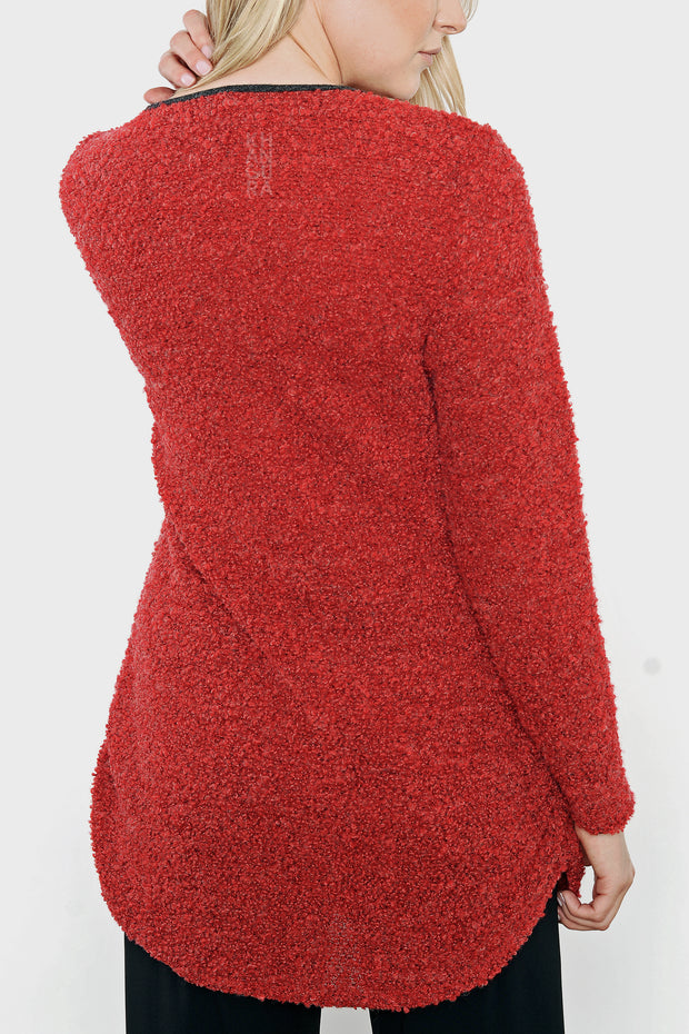 Bouclé Sweater Tunic - rouge