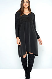 Khangura Online Women's Clothing Store Offers This Comfy Dress Tunic. Made In USA. Elegant Tunic. Beautiful Black Dress Fit for Any Occasion.