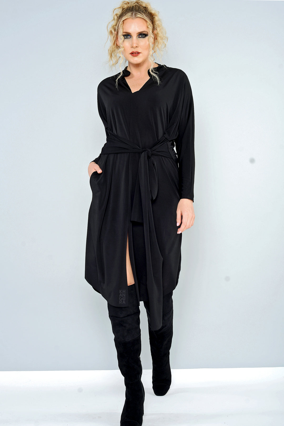 fashion tunic dress Tie -black APAUGUST26NEW Fabric:Lace / Tulle Nanette Lepore Women's Smocked Textured jacquard fabric