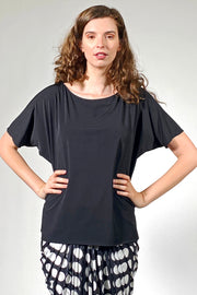 Luxurious Boat Neck Top - black
